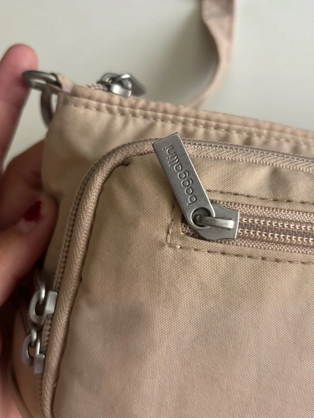 Baggallini Camel and Blush Pink Crossbody Organizer Bag